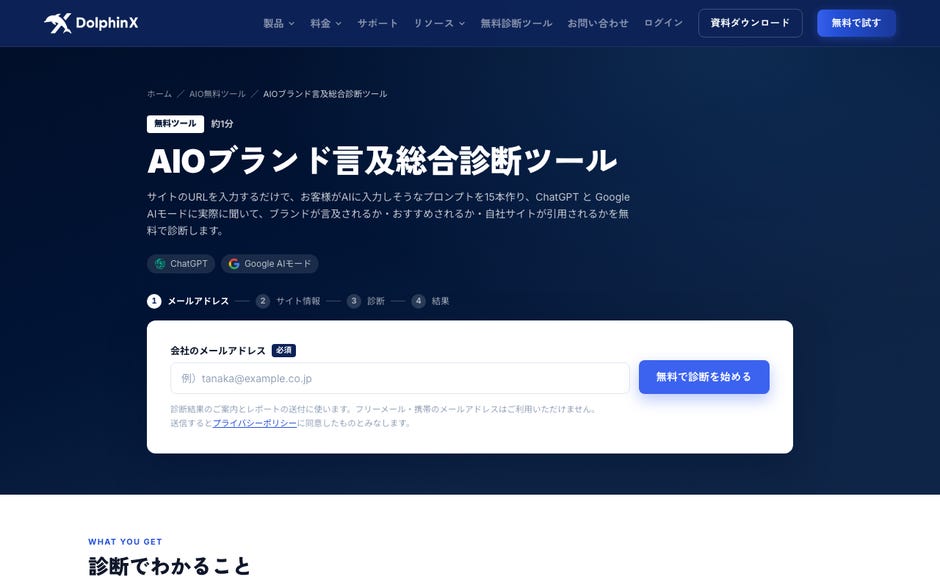 AIOブランド言及総合診断ツールの入力画面